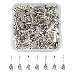 Античное Серебро 120 шт. подвески в виде метлы из цинкового сплава в тибетском стиле, без свинца и без кадмия, античное серебро, 27x8.7x3 мм, отверстие : 2 мм