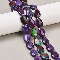 Сланцево-синий Двухцветные нити бусин из натурального белого нефрита, окрашенные, квартира слеза, синевато-серый, 18x13x5~6 мм, отверстие : 1.2 мм, около 20~22 шт / нитка, 15.35''~15.55'' (39~39.5 см)