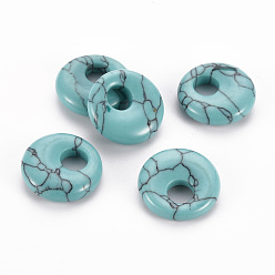 Synthetic Turquoise Synthetic Turquoise Pendants, Donut/Pi Disc, 17.5~18.5x5.5mm, Hole: 5.5mm