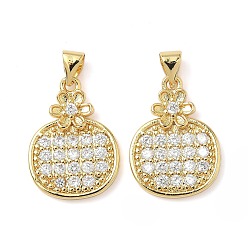 Настоящее золото 18K Латунные микро проложить кубического циркония подвески, цветок с круглой, без свинца и без кадмия, долговечный, реальный 18 k позолоченный, 20.5x15x3 мм, отверстие : 4.5x3.5 мм