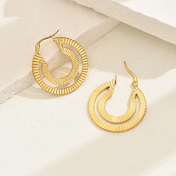 Настоящее золото 18K Плоские круглые серьги-кольца из нержавеющей стали, реальный 18 k позолоченный, 30 мм