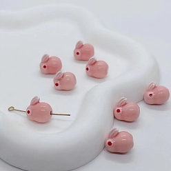 Pink 10шт. фарфоровые бусины ручной работы, для аксессуаров ручной работы своими руками, для украшения ожерелья/браслета, кролик, розовые, 13.5 мм, отверстие : 2 мм