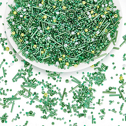 Зеленый 150 g стеклянный бисер, разнообразные, разнообразные, зелёные, 1~27x2~4 мм, отверстие : 0.7~1 мм