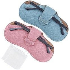 (52) Непрозрачная лаванда Чехол для очков из искусственной кожи, для очков, солнцезащитные очки протектор, с тканью для чистки очков из замшевого волокна, разноцветные, сгиб: 87x175x8 мм, развернуть: 163x175x8 мм, 2 цветов, 2 шт