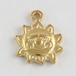 Golden Sun Alloy Pendants, Tibetan Style, Cadmium Free & Lead Free, Golden, 15x12x2.5mm, Hole: 1mm, about 935pcs/1000g