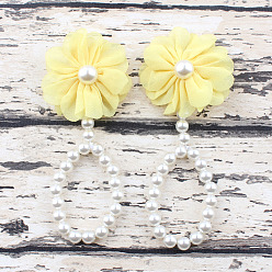 Шампанско-Желтый Браслеты на лодыжку с имитацией жемчуга, пластиком и цветами, босые, с маленькими пальцами, шампанское желтый, 3 дюйм (5-1/8 мм)