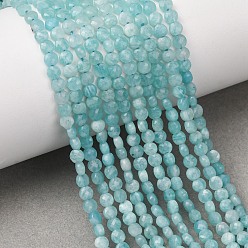 Amazonite Natural Amazonite Beads Strands, Flat Round, Faceted, 3.5~4x2.5mm, about 100~105pcs/strand, 15.55''~15.75''(39.5~40cm)