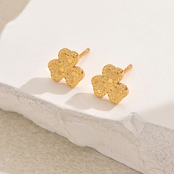 Клевер Латунь серьги, реальный 18 k позолоченный, клевер, 9 мм