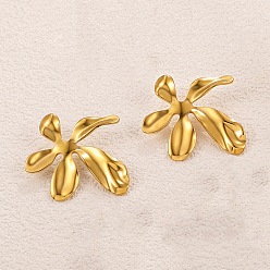 Золотой День святого Валентина 304 серьги-гвоздики из нержавеющей стали, текстурированный цветок, золотые, 44.5x40.5 мм