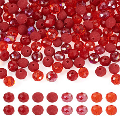 (123L) Белый крем непрозрачный блеск 200 шт 4 цвета стеклянные бусины, рондель, граненые, огнеупорный кирпич, 8x6 мм, отверстие : 1 мм, 50 шт / цвет