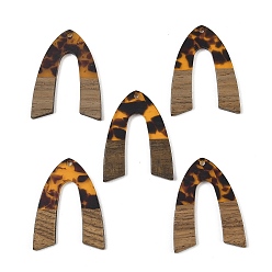 Другие Подвески из прозрачной смолы и орехового дерева, подкова, 37.5x28x3 мм, отверстие : 2 мм