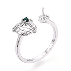 Платинированный Подарочная коробка в форме латунного кольца с микропаве из прозрачного кубического циркония и стекла, за половину пробурено бисера, без кадмия, без никеля и без свинца, Реальная платина, штифты : 0.8 мм, 9.1 мм, внутренний диаметр: 17~17.5 мм