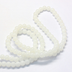 White Baking Painted Imitation Jade Glass Round Bead Strands, White, 10~10.5mm, Hole: 1.5mm, about 85pcs/strand, 31.4 inch