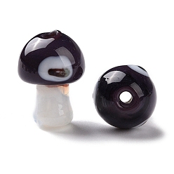 Indigo Handmade Evil Eye Lampwork Beads, Mushroom Shape, Indigo, 16.5~18x11.5~13x11.5~13mm, Hole: 1.6~2mm