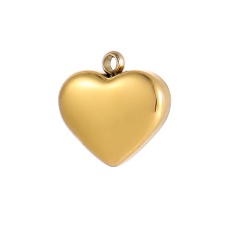 Настоящее золото 14K 304 подвески из нержавеющей стали, сердце прелести, ионное покрытие (ip), реальный 14 k позолоченный, 11x12 мм