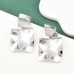 Нержавеющая Сталь Цвет 304 квадратные серьги-гвоздики из нержавеющей стали, цвет нержавеющей стали, 40.5x22 мм