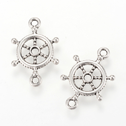 Antique Silver Tibetan Style Alloy Links connectors, Helm, Cadmium Free & Lead Free, Antique Silver, 23x15x2mm, Hole: 2mm, about 1080pcs/1000g