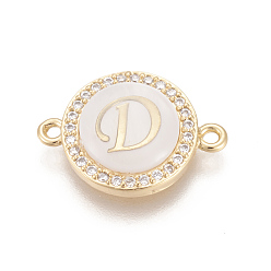 Letter D Латунные микро проложить кубических ссылки циркония, с оболочкой, долговечный, без свинца, без кадмии и без никеля, реальный 18 k позолоченный, плоские круглые с буквы, прозрачные, letter.d, 13.5x18.5x4.5 мм, отверстие : 1.4 мм