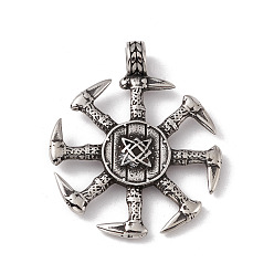 Античное Серебро 304 подвески с символом руна эславо коловрат из нержавеющей стали, античное серебро, 45x37.5x4.5 мм, отверстие : 5.5 мм