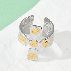 Золотой & Цвет Нержавеющей Стали 304 из нержавеющей стали манжеты кольца, крестик, золотые и нержавеющая сталь цвет, 24 мм, размер США 8 1/2 (18.5 мм)