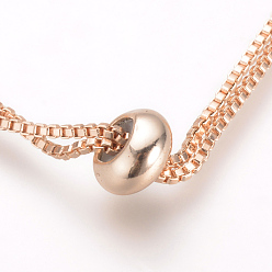 Rose Gold Brass Box Chain Slider Bracelet Making, Rose Gold, 3.54 inch(90mm), 1mm, Hole: 2mm