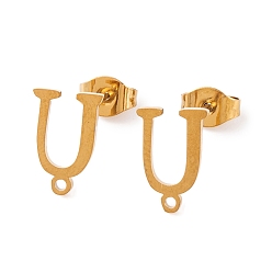 Letter U Ионное покрытие (ip) 304 серьги-гвоздики из нержавеющей стали, для женщин, Буква U, 11.5x8 мм, отверстие : 1 мм, штифты : 0.7 мм