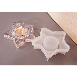 Звезда Подсвечник своими руками из силиконовой формы, формы для подсвечников, формы для литья цемента из смолы и гипса, звезда, 97x100x29.5 мм, отверстие : 39.5 мм, внутренний диаметр: 78.5x91.5 мм