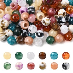 Color mezclado 120 piezas 12 colores cuentas acrílicas imitación jade europeas, abalorios de grande agujero, Rondana plana, dos tonos, color mezclado, 14x11 mm, agujero: 7 mm, 10 piezas / color