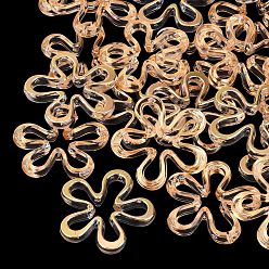 Clear Transparent Acrylic Beads, Golden Metal Enlaced, Flower, Clear, 42x43x6.5mm, Hole: 2mm, about 160pcs/500g