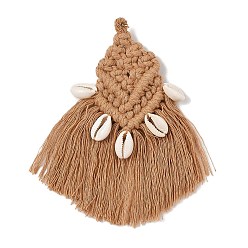 Перу Подвески из полипропилена, с фурнитурой из сплава и подвесками из ракушек, ромб, Перу, 130~135x42~44x9~10 мм, отверстие : 5 мм