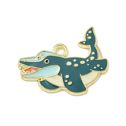 Shark Подвески из эмали и сплава, золотые, акула, 19.5x24x2 мм, отверстие : 2 мм