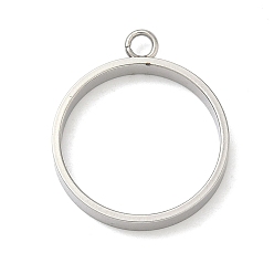 Нержавеющая Сталь Цвет 304 подвески из нержавеющей стали из нержавеющей стали, для diy уф смолы, эпоксидная смола, Прессованные цветочные украшения, плоско-круглые, цвет нержавеющей стали, 18x20x3 мм, отверстие : 2.5 мм, внутренний диаметр: 18 мм