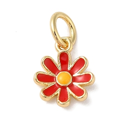 Красный Латунь эмаль прелести, с целью перехода в кольце, долговечный, без свинца и без кадмия, , реальный 18 k позолоченный, красные, 10x7.5x2 мм, отверстие : 3 мм