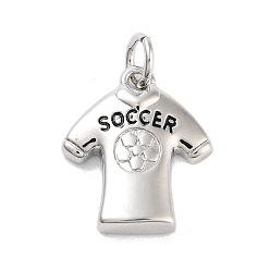 Платина Стойки обшивки латунные подвески, с целью перехода в кольце, долговечный, без свинца и без кадмия, одежда с футболом, платина, 16x13.5x3 мм, отверстие : 3 мм