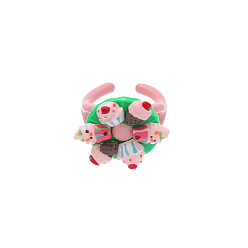 Colorful Resin Cuff Open Rings for Girl, Cake with Ice Cream, Colorful, 15~20mm