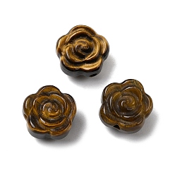 Тигровый глаз Резные бусины из натурального тигрового глаза, цветок, 15.5~16x15.5~16x10.5~11 мм, отверстие : 1~1.5 мм