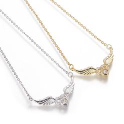 (52) Непрозрачная лаванда Ожерелье с кулоном из кубического циркония, с 304 кабельными цепочками из нержавеющей стали, летать сердце, разноцветные, 17.5 дюйм (44.5 см), 1.5 мм