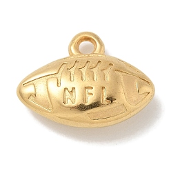 Настоящее золото 18K Ионное покрытие (ip) 304 подвески из нержавеющей стали, очарование регби, реальный 18 k позолоченный, 13x17x5.5 мм, отверстие : 1.8 мм