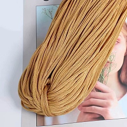 Dunkelgolden Polyester-Hohlgarn zum Häkeln, Eisleinen-Seidenhandstrickgarn mit leichtem Körper, Sommersonnenhutgarn für DIY coole Hutschuhe, Taschenkissen, dunkelgolden, 3 mm, ca. 218.72 Yards (200 m)/Knüll