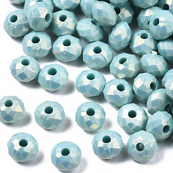 Аква Лакированные бусины из акрила , прорезиненный стиль, граненые, рондель, вода, 6x4 мм, отверстие : 1.6 мм, Около 6400 шт / 500 г