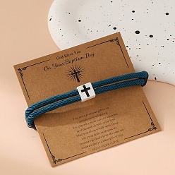 Зеленый Сплав веревка браслеты струны для женщин мужчин, квадратный с крестом, зелёные, 5-1/2~10-1/4 дюйм (14~26 см)