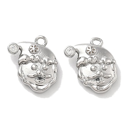 Платина Латунные микро проложить кубического циркония подвески, без кадмия, без никеля и без свинца, талисманы деда мороза, платина, 13x12x3.5 мм, отверстие : 1.2 мм