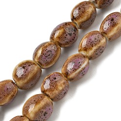 Фламинго Фарфора ручной работы бисер нитей, рондель, фламинго, 10.5~11.5x9~9.5 мм, отверстие : 1.5 мм, около 33 шт / нитка, 14.57'' (37 см)