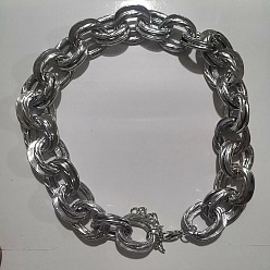 Платина Унисекс толстые алюминиевые двухзвенные цепочки ожерелья, платина, 16.93 дюйм (43 см)