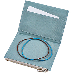 Light Sky Blue 1Pc Rectangle Canvas Storage Bag, File Business Card Bill Bag, with 2Pcs 2 Colors Nylon Travel Notebook Elastic Ropes, Light Sky Blue, 96x126x2.5mm