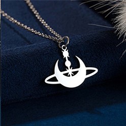 Луна 304 подвески из нержавеющей стали с лазерной резкой, цвет нержавеющей стали, не тускнеет, луна, 15.75 дюйм (40 см), Кулон : 21x16 мм