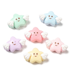 Звезда Мультяшные непрозрачные кабошоны из смолы, для изготовления ювелирных изделий, разноцветные, звезда, 12x17x7 мм