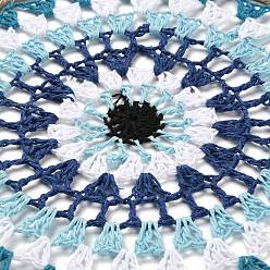 Couleur Mélangete Filet/toile tissé rond avec décoration pendante en plumes, décoration murale à pampilles, pour la maison chambre voiture ornements cadeau d'anniversaire, couleur mixte, 679~725x200x17~20mm