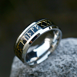 Нержавеющая Сталь Цвет 316l хирургические кольца из нержавеющей стали со словами, рунические слова один скандинавский викинг амулет ювелирные изделия, цвет нержавеющей стали, размер США 9 (18.9 мм)
