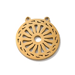 Золотой Богемный стиль 304 кулон из нержавеющей стали, лазерная резка, плоско-круглые, золотые, 17x16x1.5 мм, отверстие : 1 мм